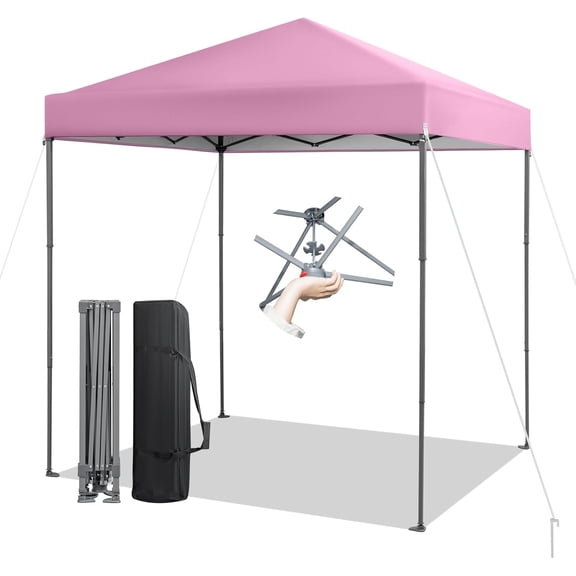 Themis 6.6x6.6 Ft Pop Up Canopy, 1 Person Instant Setup Canopy Tent with Center Lock, UPF 50 Sun Protection, 8 Stakes, 4 Ropes, Portable Outdoor Canopy with Carrying Bag