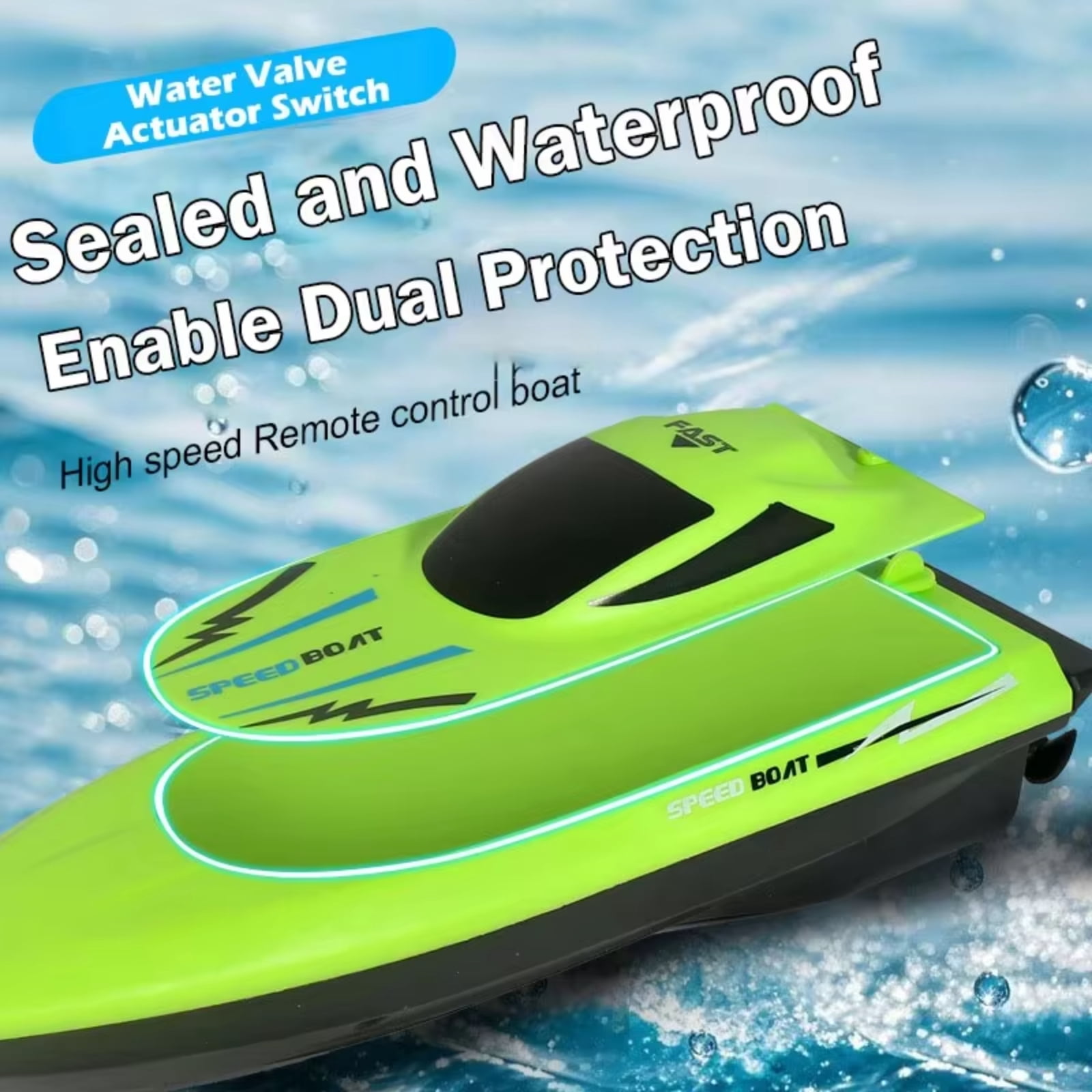 Unbranded Remote Control Boat 2 pack, 2.4G Dual Motor RC Speedboat for Pools and Lakes, Waterproof Outdoor Water Toy for Boys and Girls Age 6+, Orange & Green