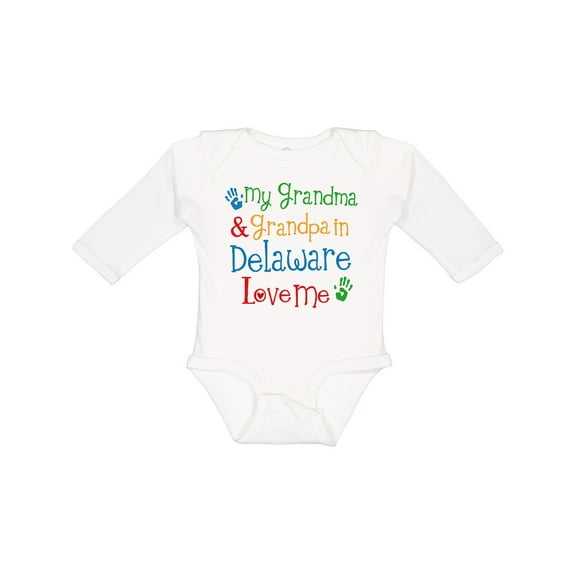 Inktastic Delaware Grandma Grandpa Love Me Boys or Girls Long Sleeve Baby Bodysuit