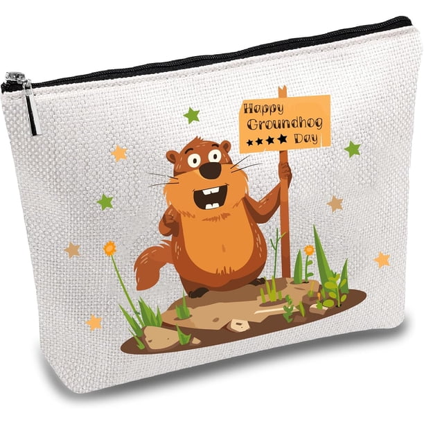 Bolsas de maquillaje con diseño de feliz día de la marmota para mujer, neceser de viaje con cremallera, estuche multiusos para herramientas, neceser, organizador de almacenamiento
