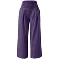 thumbnail image 6 of Simple Series Solid Color Pants for Women Trendy Versatile Waisted Pants Leisure Loose Comfy Wide Leg Trousers, 6 of 6
