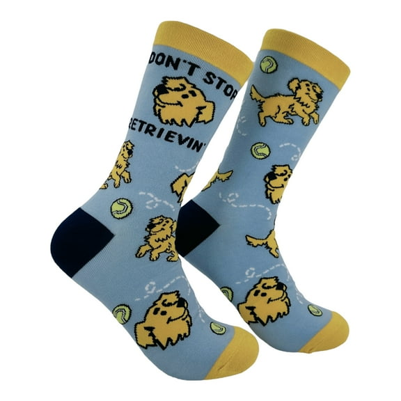 Dont Stop Retrievin Socks Funny Sarcastic Golden Retriever Graphic Novelty Footwear for Ladies