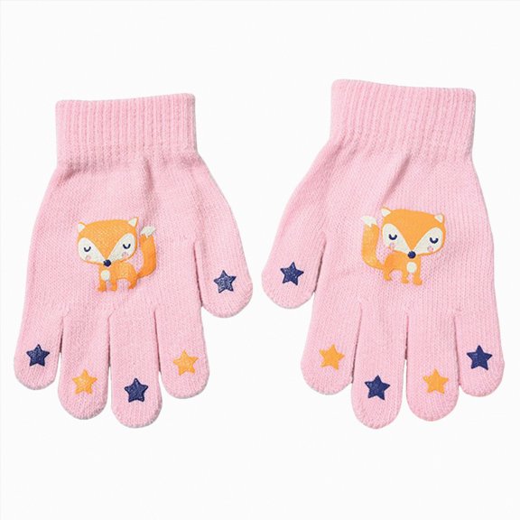 UAYOTSE Kids Winter Knit Gloves Stretchy Full Finger Fluffy Mittens for Toddler Boys Girls,Sizes 4-8 Years