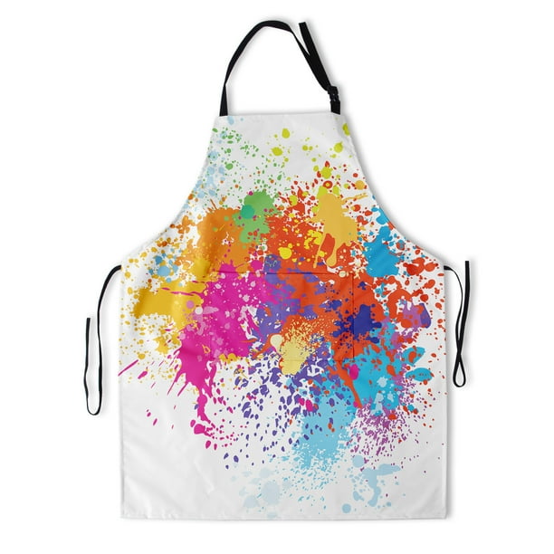 Rainbow Apron Adjustable Neck Artist Aprons with Pockets Waterproof