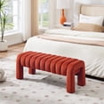 thumbnail image 2 of Zesthouse 43.3″ End of Bed Bench, Velvet Tufted Upholstered Ottoman Bench with Padded Seat and Solid Wood Leg, Modern Entryway Bench for Bedroom, Living Room, Rust, 2 of 10