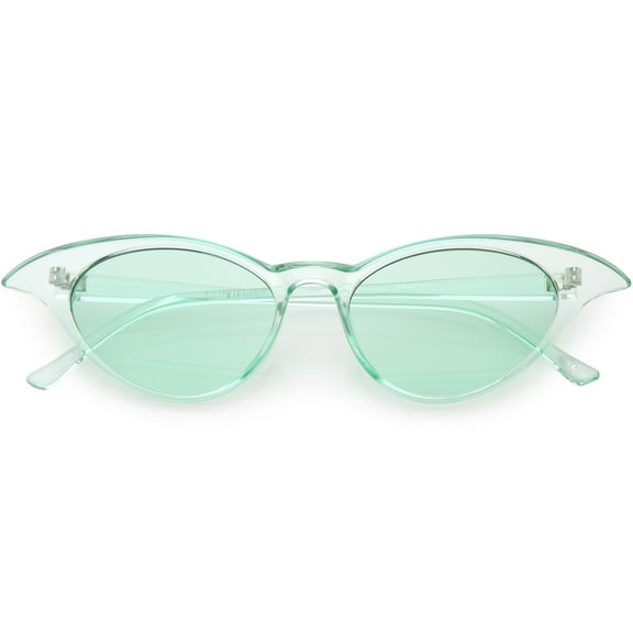 Translucent Retro Cat Eye Sunglasses Color Tinted Lens 52mm (Green)