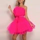 thumbnail image 1 of Vestido de tul para mujer Vestido corto sin mangas Vestido de fiesta sin tirantes de princesa de malla sólida_y-Coral-34 Computadora Computadora Computadora portátil, 1 of 3