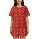 thumbnail image 1 of Fotbe Red White Snowflakes Conjunto de Pijama Estampado para Mujer, 2 Piezas, Ropa de Dormir con Camiseta de Manga Corta y Shorts Suaves-XX-Large, 1 of 6