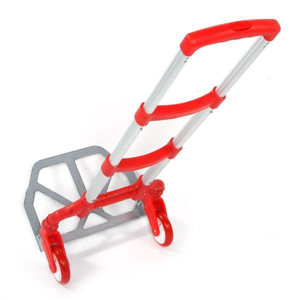 Alvantor Aluminum Folding Stair Climber Hand Truck with Bungee Cord, 165 lb Capacity, Red
