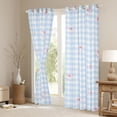 thumbnail image 3 of Homewish Cute Bow Ribbon Blackout Curtains Set of 2 (52x84 Each),Geometric Checkered Grid Window Curtains,Pink Blue White Curtains and Drapes For Girls Boys,Luxury Bedroom Decor, 3 of 6