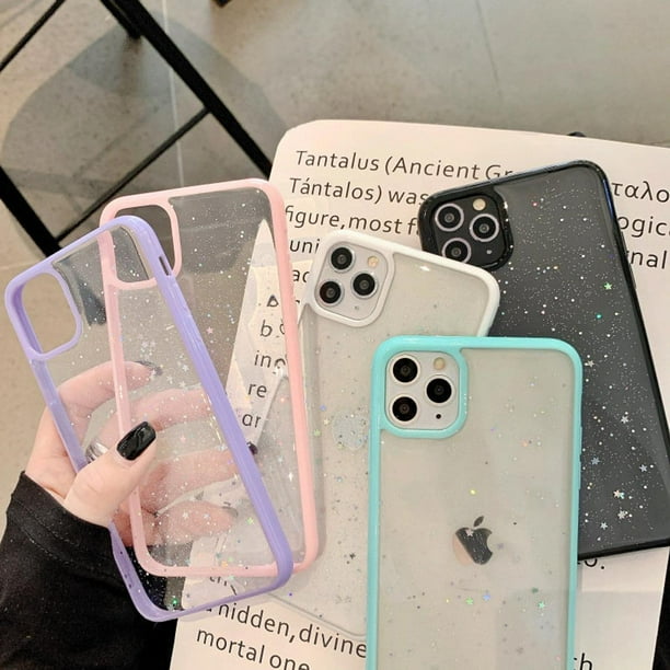 Iphone 12 Iphone 12 Pro Case Candy Color Frame Star Glitter Gel Clear Silicone Flexible Hard