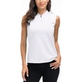 thumbnail image 3 of MoFiz Women's Golf Polo Sleeveless Shirt Quick Drying Casual Workout Tops Shirts White L, 3 of 6
