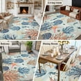 thumbnail image 6 of Blue Coastal 5'x7' Area Rug, Summer Beach Coral Shell Starfish Seahorse Washable Non-Slip Soft Rugs, Low-Pile Large Carpet for Living Room Bedroom Dining Room, Non-Shedding Accent Rug, 6 of 9