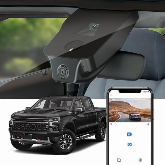 Fitcamx 4K Dash Cam for 2022-2026 Chevy Silverado 1500 2500HD 3500HD EV (HD2-4925) has Auto-Dimming, OEM Style, Built-in WiFi & APP, Plug & Play, 64GB Card