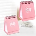 thumbnail image 2 of Mini Desk Calendar 2026-2027 - Use January 2026 to June 2027 Small Desktop Calendar Mini Daily Schedule Thick Paper Twin-Wire Binding with Stickers for Home Office School (Mini Pink), 2 of 8
