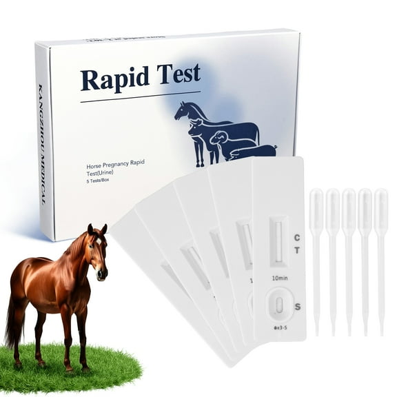 Horse Pregnancy Test Kit - Rapid Urine Test Strips for Mares, Accurate Results in 5-15 Mins, Easy-to-Use Farm Animal Breeding Detection Tool 18-90 Days After Breeding