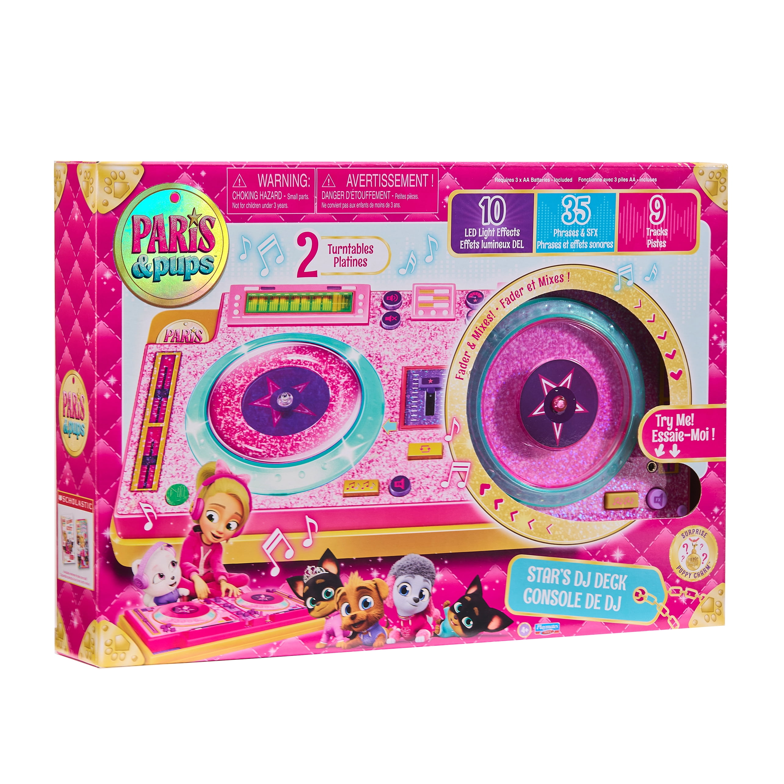 Paris & Pups Paris Star DJ Deck Interactive Music Mixer Toy with Lights, Sound Effects, Mystery Charm Bracelet & Collectible Charm, Kids Toys for Ages 5+ Playmates Toys