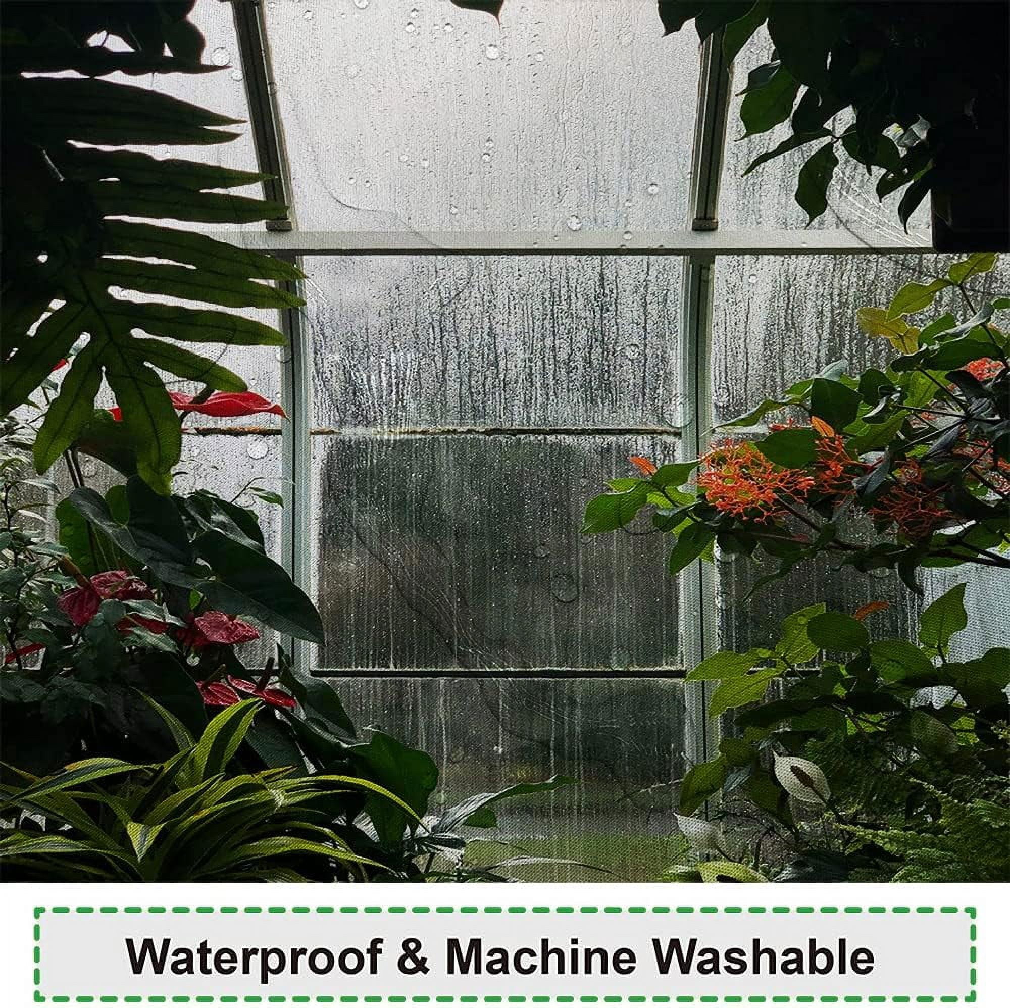 Greenhouse Flower Room Shower Curtains Spring Glass Flowers Green Plants Interior Garden Scenic Machine Washable Fabric Bathroom Curtains Set with Hooks, 72.00" x 72.00"