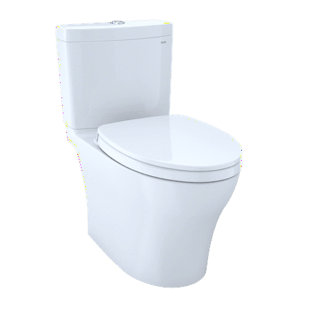 TOTO Aquia IV WASHLET+ Two-Piece Elongated Dual Flush 1.28 and 0.8 GPF Toilet with CeFiONtect, Cotton White -