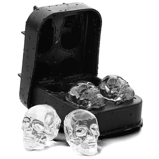 Molde de silicona para máquina de hielo con forma de calavera sin BPA para whisky, cócteles y eventos festivos. El cierre innovador garantiza que no haya fugas ni derrames (1 unidad)