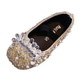 thumbnail image 3 of Bxsruta Girls Rhinestone Bowknot Ballet Flats Soft Sparkly Dress Shoes with Elastic Strap for Wedding Party, 3 of 7