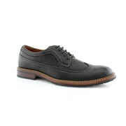 Ferro Aldo Phillip MFA19312 Black Color Lace-up Oxfords With Classic Wingtip Brogue Design and Outer Stitch Lining Dress Shoes For Work or Casual Wear