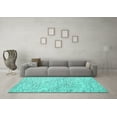 thumbnail image 3 of Ahgly Company Machine Washable Indoor Rectangle Abstract Turquoise Blue Contemporary Area Rugs, 5' x 8', 3 of 4