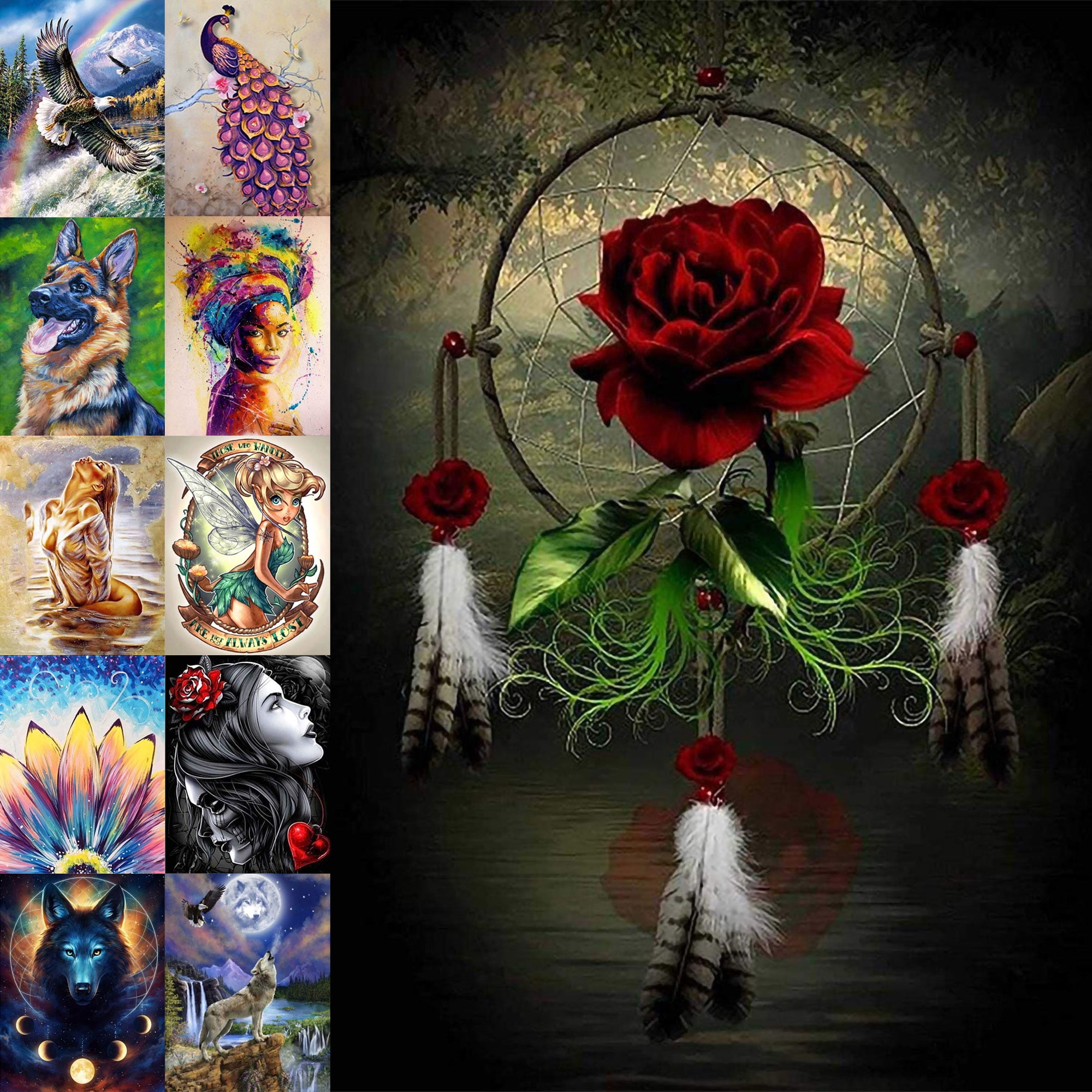 Full Drill Flower DIY 5D Diamond Painting Cross Stitch Embroidery Xmas Gifts