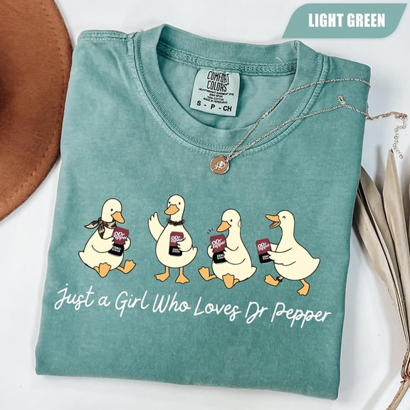 Just A Girl Who Loves Dr Pepper Shirt, Duck Soda Lover Tee, Retro Soft Drink Tee Funny Beverage Gift For Women, Trendy Fan Apparel, Trendy