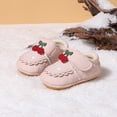 thumbnail image 2 of Pink Infants Towel Shoes With Heart Embroidery And Cherry Details, Warm Short Boots For Babies, 2 of 6