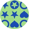 thumbnail image 1 of Ahgly Company Tapis d'Intérieur Rond Lavable en Machine Bleu Transitionnel, 3 Pieds Rond, 1 of 7