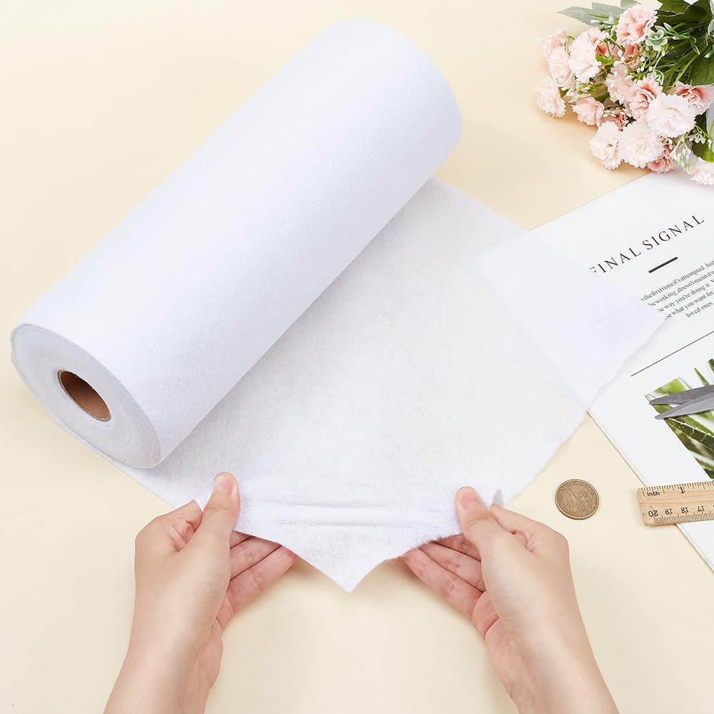 1 Roll 10 Yard Iron-On Fusible Fleece Interfacing 11.8 Inches White One-Sided Loft Fusible Fleece Medium Weight for Sewing Quilting Tote Bags Home Decor