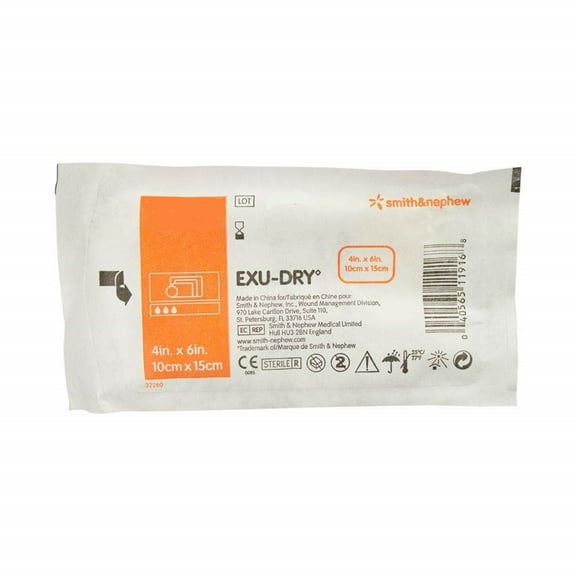 Exu-dry Full Absorbency Slit Tube Dressing 4" X 6" Part No. 5999101 (25/box)
