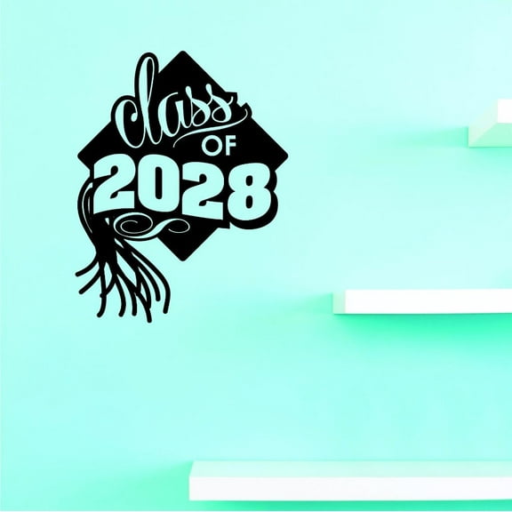 Custom Decals Class Of 2028 Wall Art Size: 10 X 20 Inches Color: Black