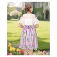 thumbnail image 5 of Sunny Fashion Girls Cold Shoulder Dress Chiffon Ruffle Sleeves White And Purple Tulip Floral Print 6 Years, 5 of 8