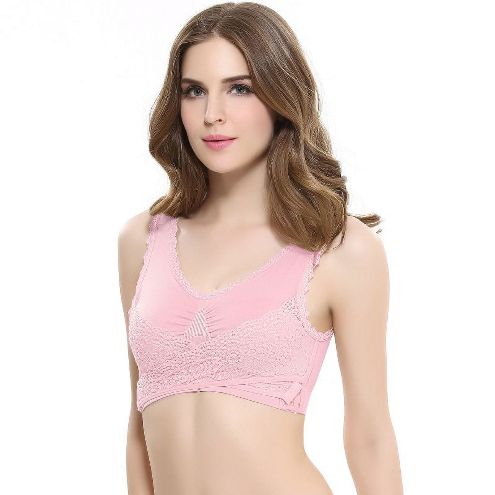 Sports Bras for Women Lace Front Cross Side Buckle and Removable Pad Tank Top Yoga Sports Bra