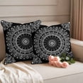 thumbnail image 3 of Pack of 2 Outdoor Pillow Covers 24x24 Inch Waterproof Black Boho Throw Pillow Covers,Decorative Couch Pillow Shams Protectors Retro Farmhouse Neutral Abstract Geometric Patio Cushion Pillowcases, 3 of 8