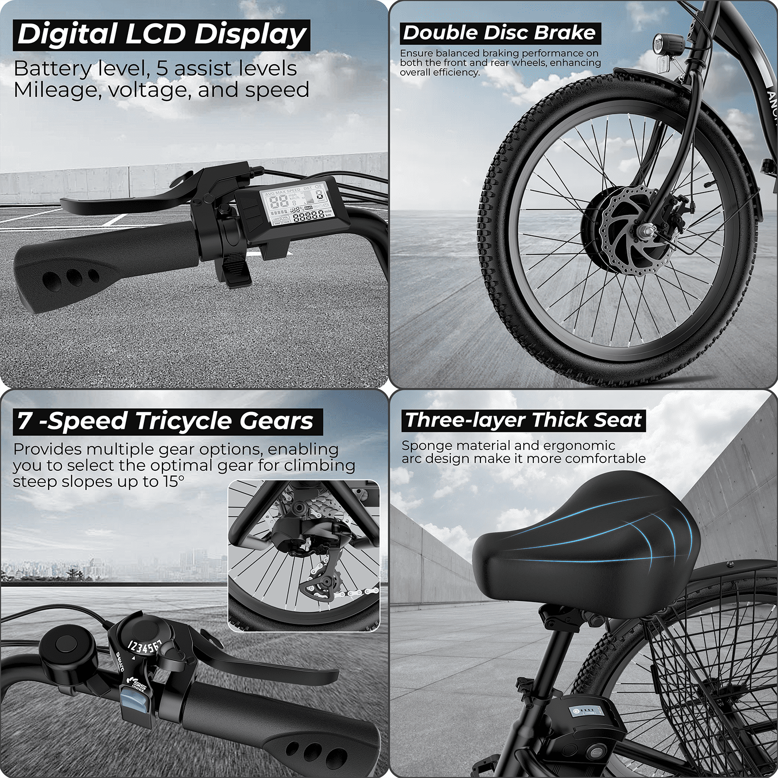 ANCHEER Electric Tricycle for Adults,24" Folding Electric Trike,3 Wheels Electric Bicycle Bikes,350W Step-Thru Etrike with 48V/499Wh Removable Battery,15.5MPH & 55Miles Electric Bike UL2849