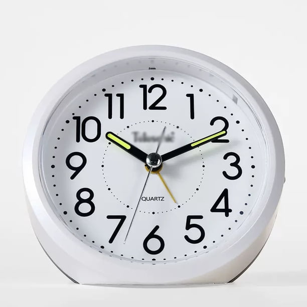 Reloj despertador de 4 ", silencioso, movimiento de cuarzo, sin tictac, despertador mecánico por la mañana, con luz de fondo nocturna for niños