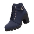 thumbnail image 2 of OKBOP Women's Chunky Ankle Boots Faux Suede Combat Lace-Up Ankle-High Winter, 2 of 5