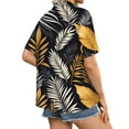 thumbnail image 4 of DENGDENG Womens Hawaian Shirt Gold Short Sleeve Floral Tropical Print Hawaii Tee Shirts Funny V Neck Beach Button Down Shirts Holiday Tunic Tops Gold L, 4 of 5