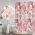 thumbnail image 5 of Small Stall Shower Curtain 48x72 Inch Narrow Half Size Nautical Coastal Bath Curtains Bathroom Decor, Summer Sea Coral Starfish Underwater Red Waterproof Fabric Shower Curtain Set with Hooks 48 Inch, 5 of 7