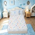thumbnail image 4 of meiyoeat Blue Bow Letter T Zipper Comforter Set with Fitted Sheet and 2 Pillowcases for Kids, Cute Princess Style Zipper Bedding Set for Bedroom, Blue, Colorful Star Reversible, 3-Piece, 4 of 6