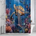 thumbnail image 2 of Ocean Tropical Animal Bathroom Shower Curtain, Abstract Coral Turtle Fish Waterproof Washable Soft Bath Curtain for Bathtub Decor with 12 Hooks&Grommet, 72x72 Inch, 2 of 9