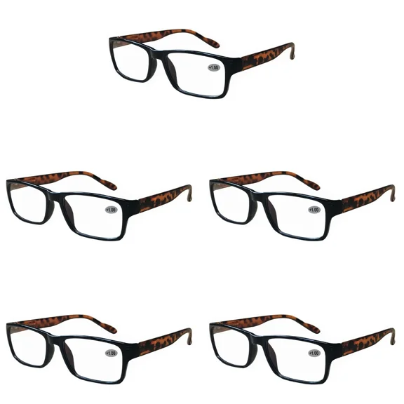 5 Packs Unisex Square Frame Blue Light Blocking Computer Reading Glasses Readers for Men Women  1.00