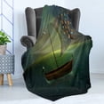 thumbnail image 4 of Marine Soft Flannel Fleece Throw Blanket, Lonely Boat Sailing in a Calm Sea with Butterflies Colorful Nautical Illustration, Cozy Plush for Indoor and Outdoor Use, 70" x 90", Multicolor, by Ambesonne, 4 of 5