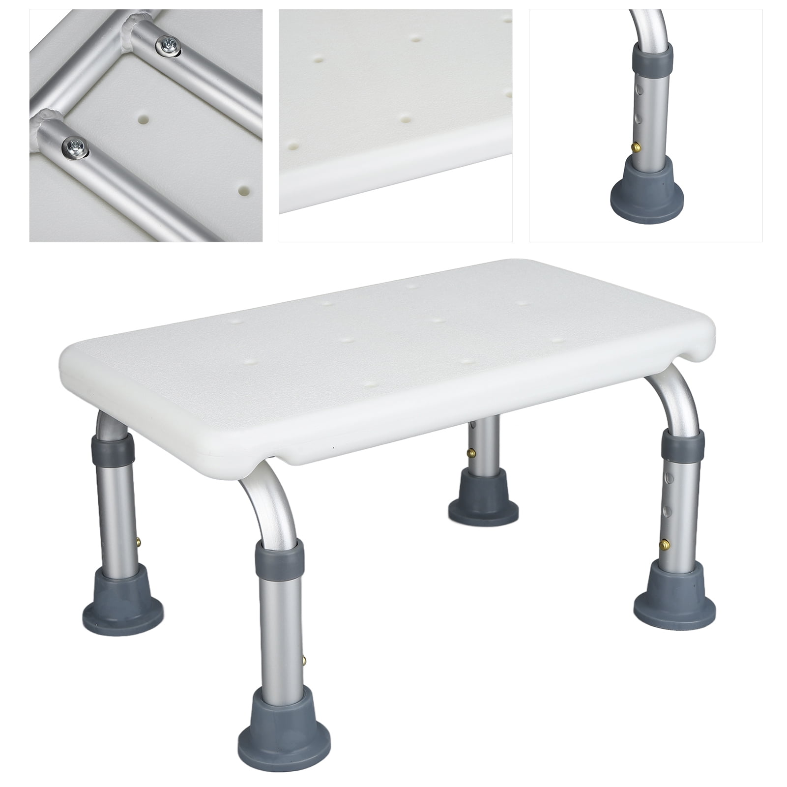Fdit Adjustable Height Bath Stool,Bath Stool Anti Slip Aluminum Alloy