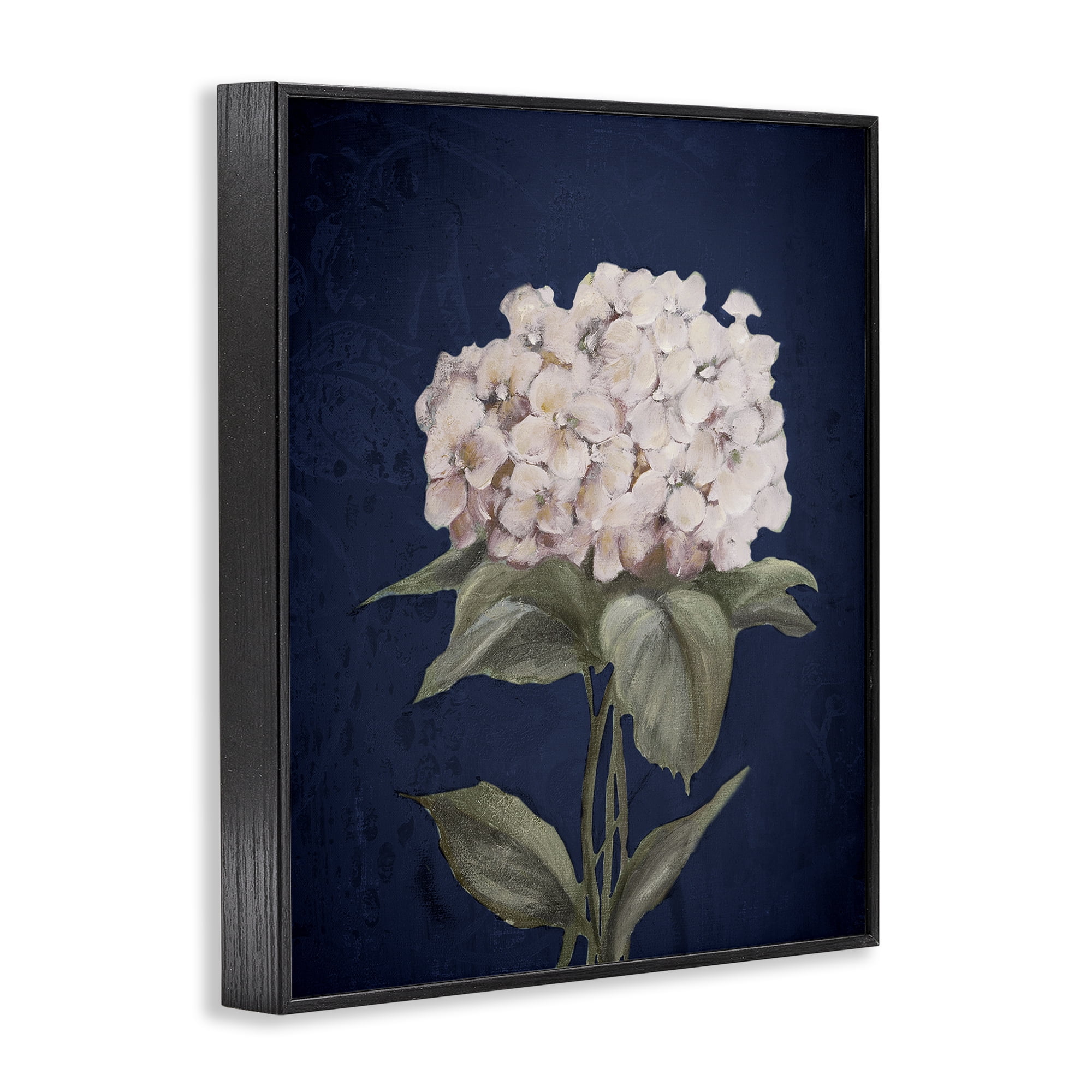 Stupell Industries Single Hydrangea Bloom Botanical & Floral Painting Black Framed Art Print Wall Art, 16 x 20