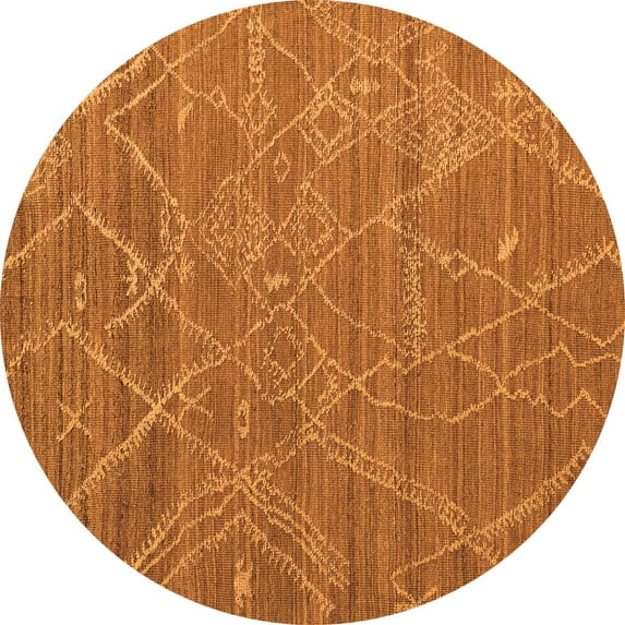 Ahgly Company Indoor Round Abstract Orange Modern Area Rugs, 3' Round