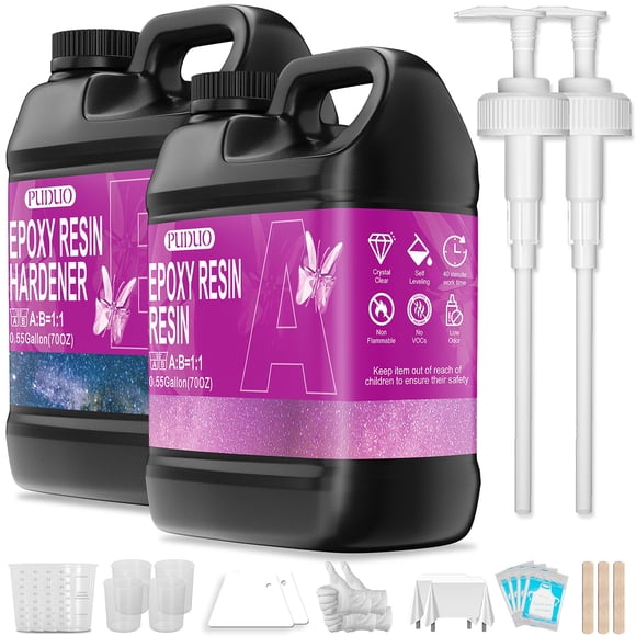 Kit de resina epoxídica Puduo, 4,2 L, resina artística transparente sin burbujas